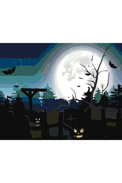 Painting-numbers Set pictura pe numere Peisaj de Halloween 3629, panza pe ram...