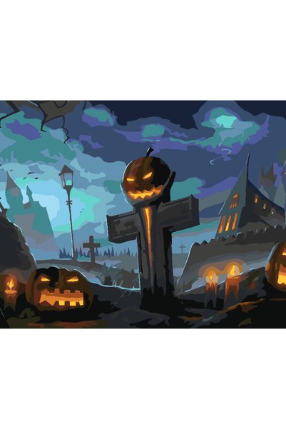 Painting-numbers Set pictura pe numere Halloween 3634, panza pe rama lemn, 90...