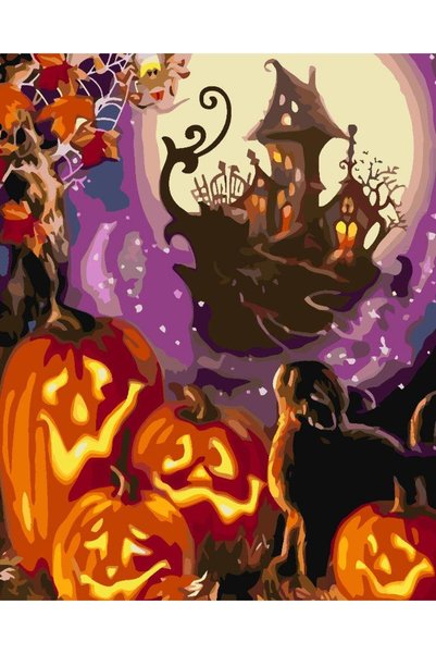 Painting-numbers Set pictura pe numere Peisaj de Halloween 3618, panza pe ram...