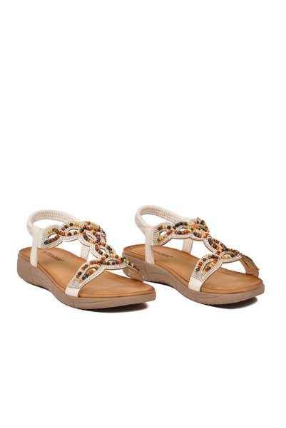 Voyager Women's Genuine Leather Sandals B100 White