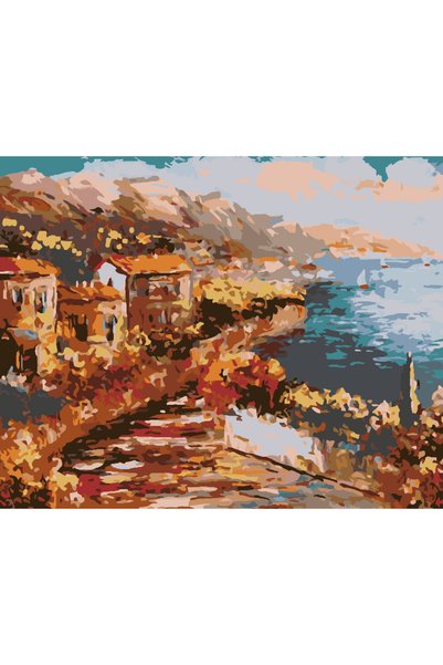 Painting-numbers Set pictura pe numere Oras toamnatic 3692, panza pe rama lem...