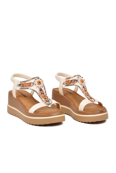 Voyager Women's Genuine Leather Sandals B464 White