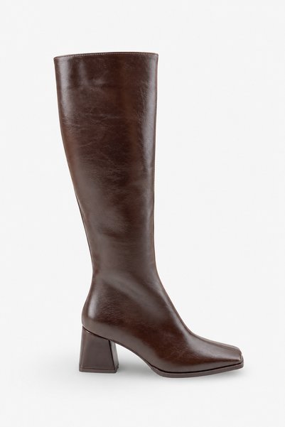 İNNABUTİKK Remaya Women's Heeled Boots - Coffee-Colored Distressed
