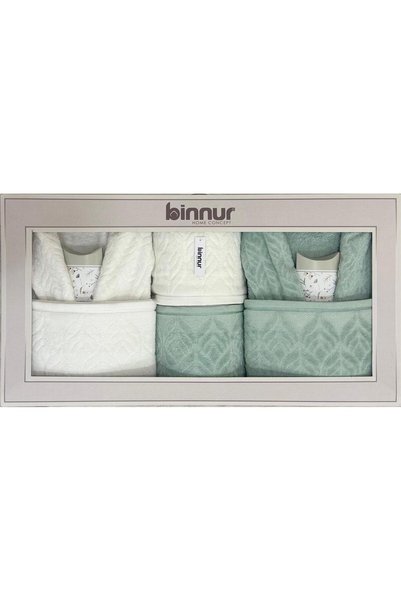 BİNNUR HOME طقم روب حمام مكون من 8 قطع، مزين بحواف من المخمل، مع صندوق مخصص ل...