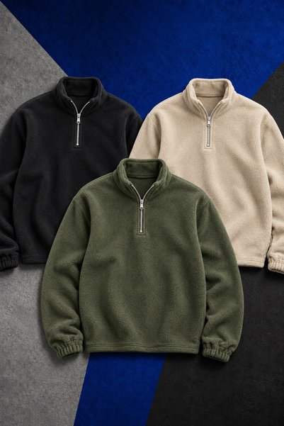 DAMGA JEANS 3 ανδρικά φούτερ με φερμουάρ, άνετης γραμμής, για καθημερινή χρήσ...