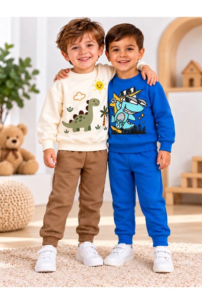 POFİ MİNO KİDS Boys' 2-Piece Top and Bottom Set, Transitional, 4-Piece Set