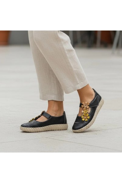 Bioflex Pantofi din piele neagră BB5335
