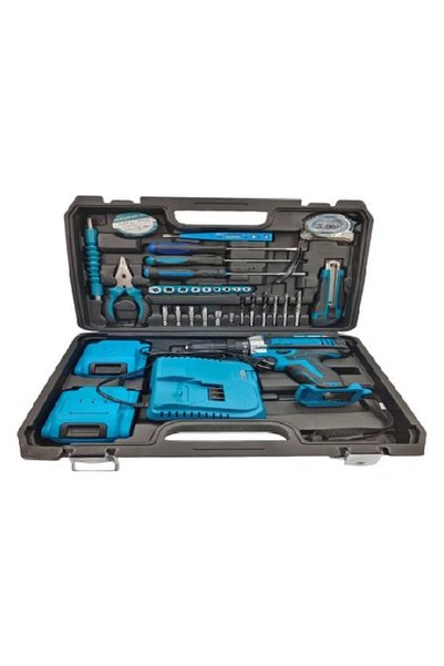 Genos Set bormașină cu acumulator 48V, 2 baterii, accesorii multifuncționale,...