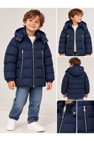 benitto kids معطف طويل منفوخ بغطاء للرأس للأولاد من بينيتو كيدز، موديل 51373.