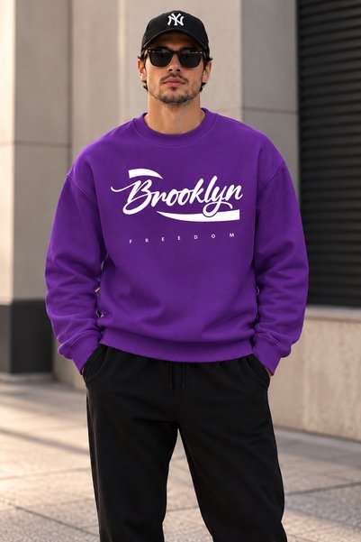 ArtYus Brooklyn Freedom Printed Unisex Oversized Sweatshirt – Crew Neck Relax...