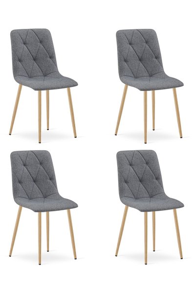 Oskar Scaun de dining din material textil LIBRA, gri închis, set de 4, picioa...
