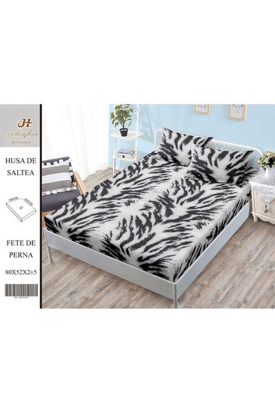naniland.ro Set cu dungi de tigru pentru pat de 2 persoane, cearșaf elastic d...