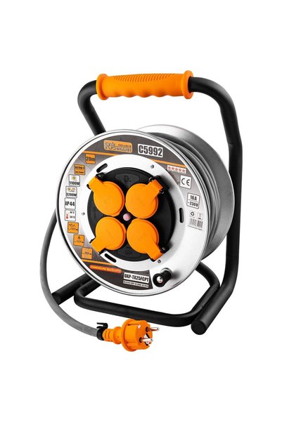 WISDOM Cablu prelungitor electric industrial, pe tambur, 16 A, 3x2,5 mm², IP4...