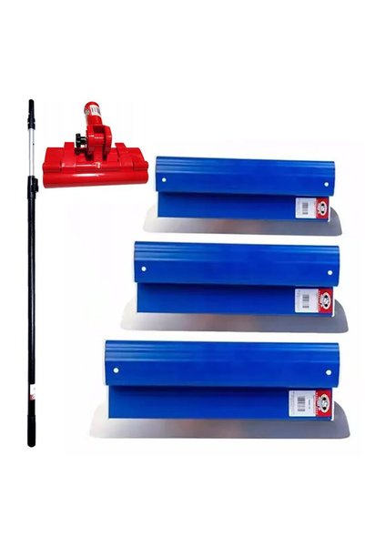 WISDOM Set 3 gletiere profesionale, inox, 25, 40, 60 cm, suport, maner telesc...