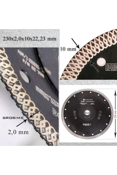 WISDOM Disc diamantat turbo subtire pentru masina de taiat gresie, placi cera...