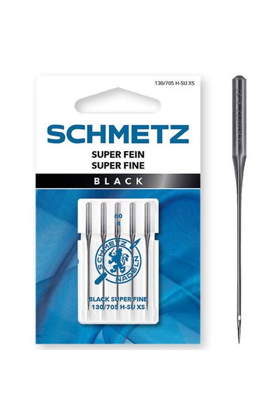 SCHMETZ Set 5 ace de cusut Black, materiale delicate fine, finete 60, 130/705...