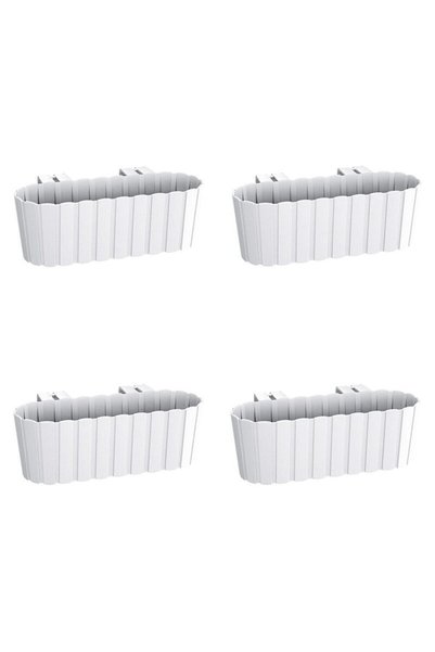 WISDOM Set 4 jardiniere decorative cu suport de plastic, alb, 4.9 L, 38.3x21....