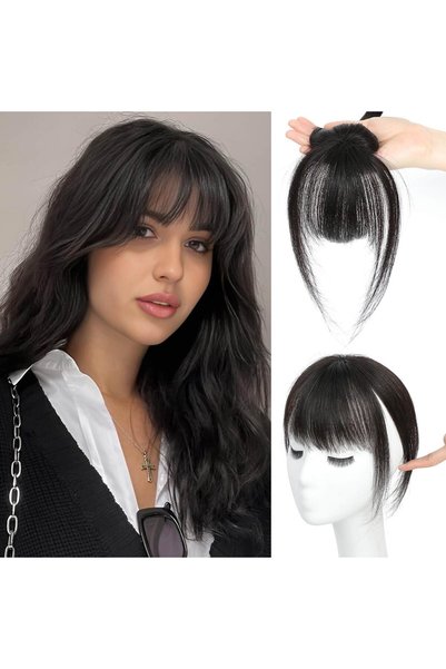 Hepiide 360° 3D Cover Clip in Fake Bangs,Bangs Hair Clip,Clip in Hair Extensi...