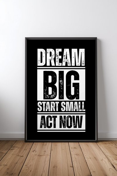KEYFHOME Dream Big, Start Small, Act Now – Poster decorativ din MDF cu 5 rame...