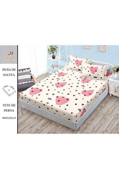 naniland.ro Set de cearșaf cu elastic și 2 fețe de pernă 80x52 cm, imprimeu c...