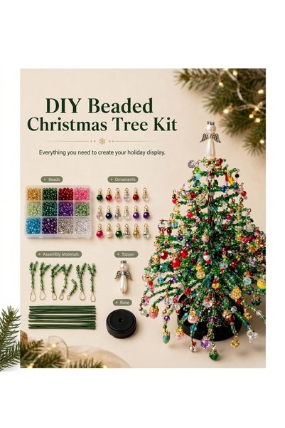 Tessero Kit creatie brad de Craciun DIY Beaded Christmas Tree Kit, set decora...