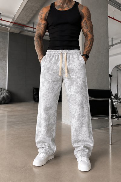 MADZEYMODA Men's Baggy Acid-Wash 3-Ply Brushed Inside Snow-Mélange Sweatpants...