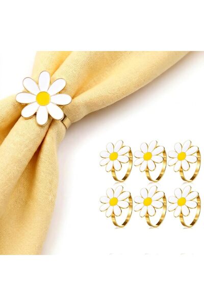 Generic Daisy Napkin Rings, Flower Napkin Holder for Wedding Dinner Table
