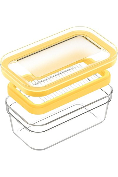 Generic قطاعة زبدة سعة 280 جرام مع علبة محكمة الإغلاق للثلاجة، طبق زبدة متعدد...