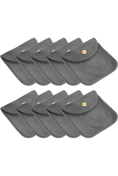 Generic 10Pcs Velvet Jewelry Pouches, Snap Button, Portable Storage for Rings...
