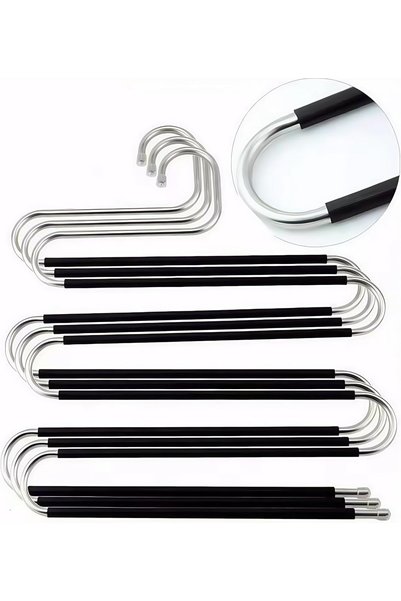 Generic 3 Pack Stainless Steel Pants Hangers, Heavy Duty Non-Slip S-Shaped Sp...