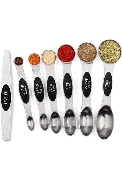 Generic Magnetic Measuring Spoons Set Stainless Steel with Leveler, Stackable...