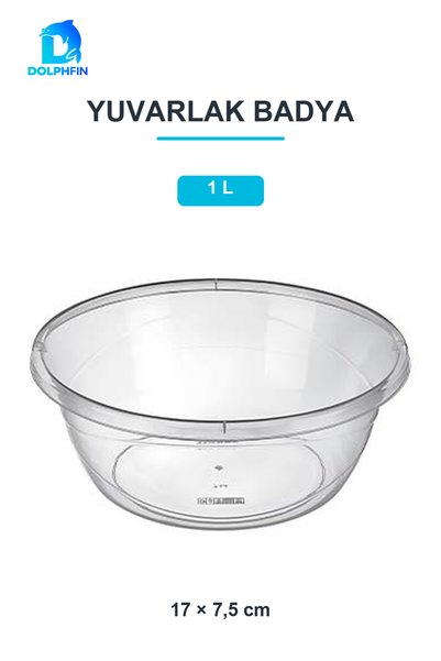 DolphFin Transparent Round Bowl, 1 L, Kitchen Prep Bowl
