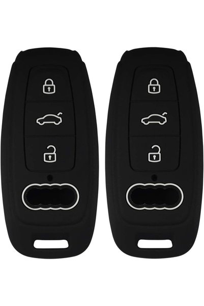 Generic Key Fob Cover Silicone Case Suitable for Audi A6/A7/A8/Q8, 2Pcs Black