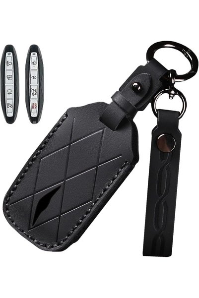 Generic Key Fob Cover, PU Leather Handmade Car Key Case With Matching Keychai...