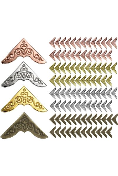 Generic زوايا معدنية للكتب، واقيات زوايا مزيّنة بزخارف نباتية، زخارف لألبومات...