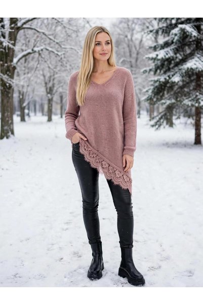 MADE İN ITALY Asymmetrical sweater with lace