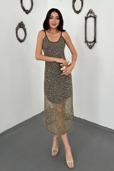 WeShaya Khaki strap dress