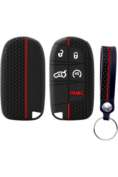 Generic Red Soft Silicone Key Cover with keychain strap compatible with Dodge...