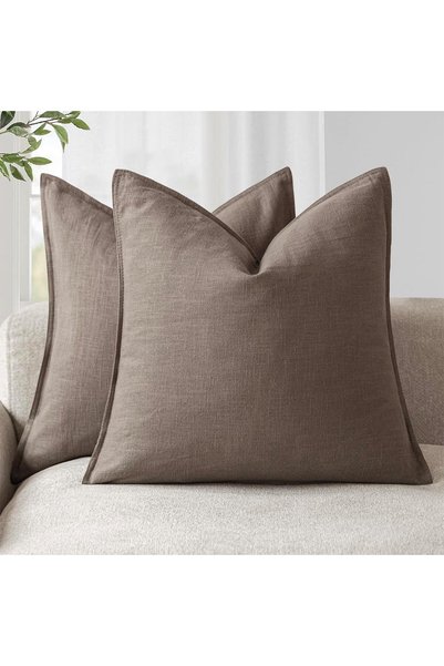 Generic Set of 2, Decorative Linen Soild Throw Pillow Covers Soft Accent Euro...