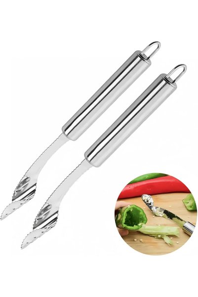 Generic 2 Pack Pepper Corer Tool, Stainless Steel Pepper Seed Remover with Se...