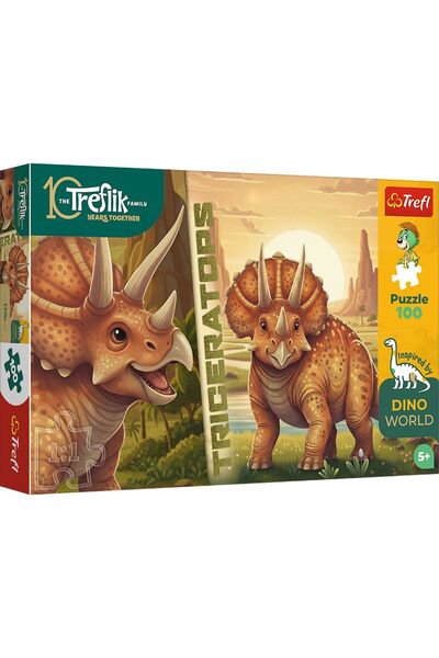 Trefl PUZZLE 100 FAMILY TREFLIK DINO WORLD TRICERATOPS
