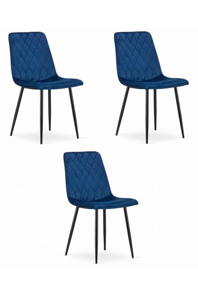 Oskar Scaun de sufragerie TURIN din catifea, albastru marin, set de 3