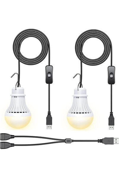 Generic 2 Pack USB Rechargeable LED Camping Lanterns with Extra-Long 8.2 ft C...
