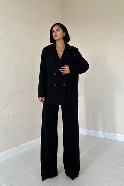 WeShaya Black 3-Thread Comfort Jacket and Pants Set