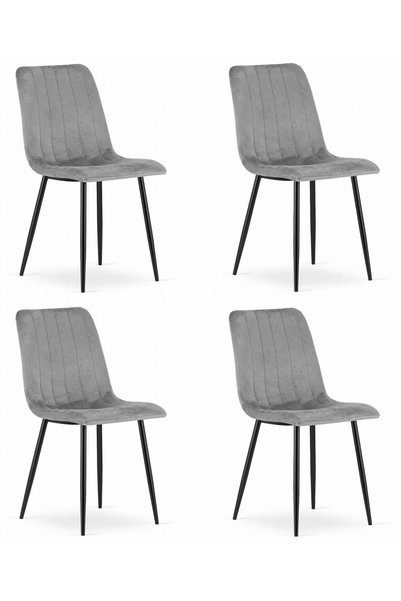 Oskar Scaun de sufragerie LAVA catifea, gri deschis, set de 4
