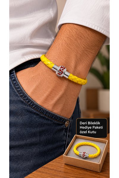 HER ŞEY NOTA www.herseynota.com Solmira Vionel Yellow Leather Men's Bracelet ...