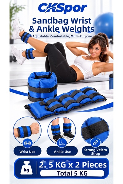 CKSpor 2 x 2.5 kg Wrist and Ankle Weights (Sand Bags) – Total 5 kg Fitness Pi...