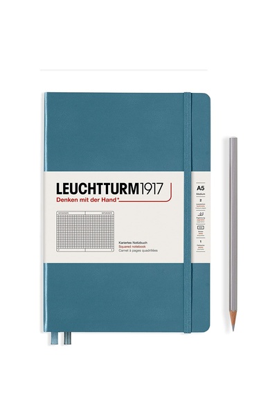Leuchtturm A5 Τετράδιο Αριθμητικής Σκληρόδετο Μπλε Πέτρινο