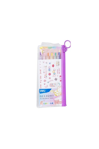 Deli SET OF 6 GEL PENS WITH MECHANISM 0.5 MM VARIOUS COLORS DELIGHT