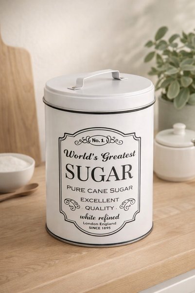 Comerivo Cutie metalică pentru zahăr, cu capac, 1,4 l